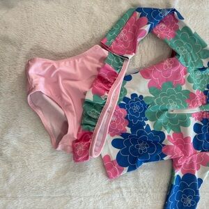Floral Kids Swim Set - Pink and Blue